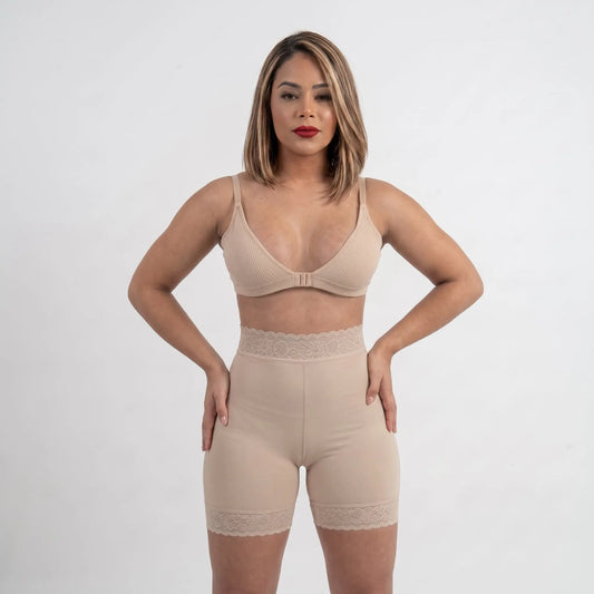 SHORT FAJA 2 EN 1 CON ENCAJE SILICONADA Y LEVANTA GLÚTEOS